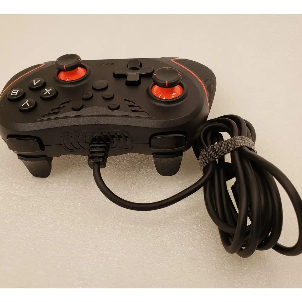 T43 Wired Controller for Switch, PC, and TV with Ergonomic Grip (Black/Red)